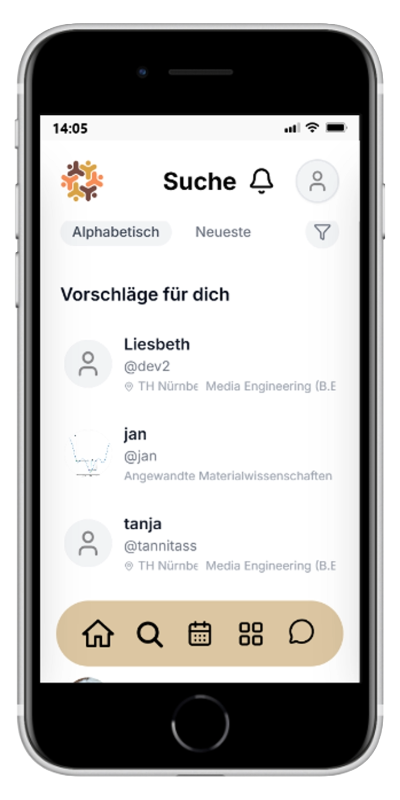Screenshot vorgeschlagene Personen